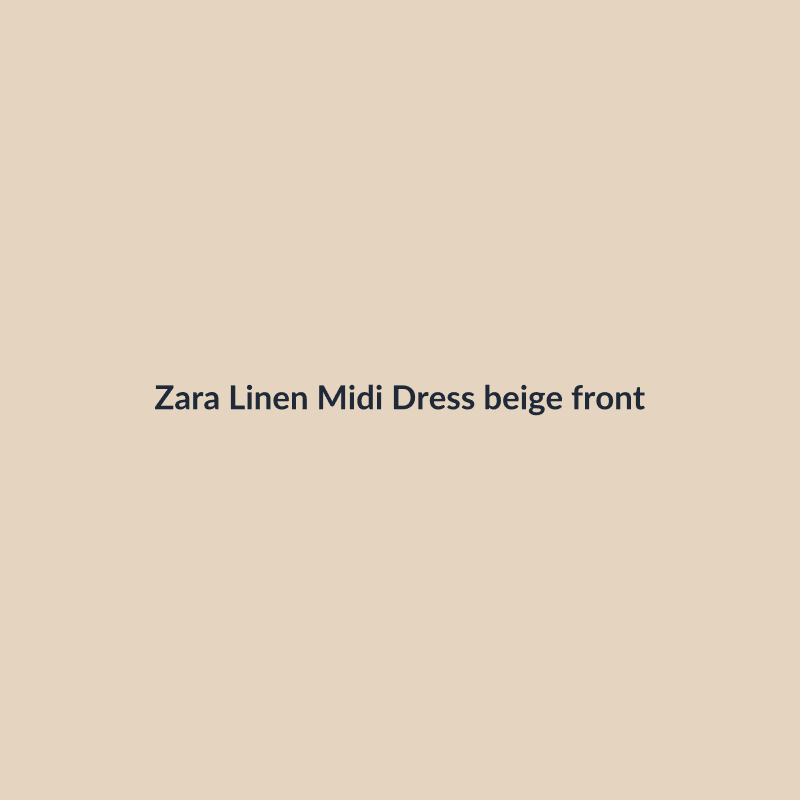 فستان كتان ميدي أسود S - 2
